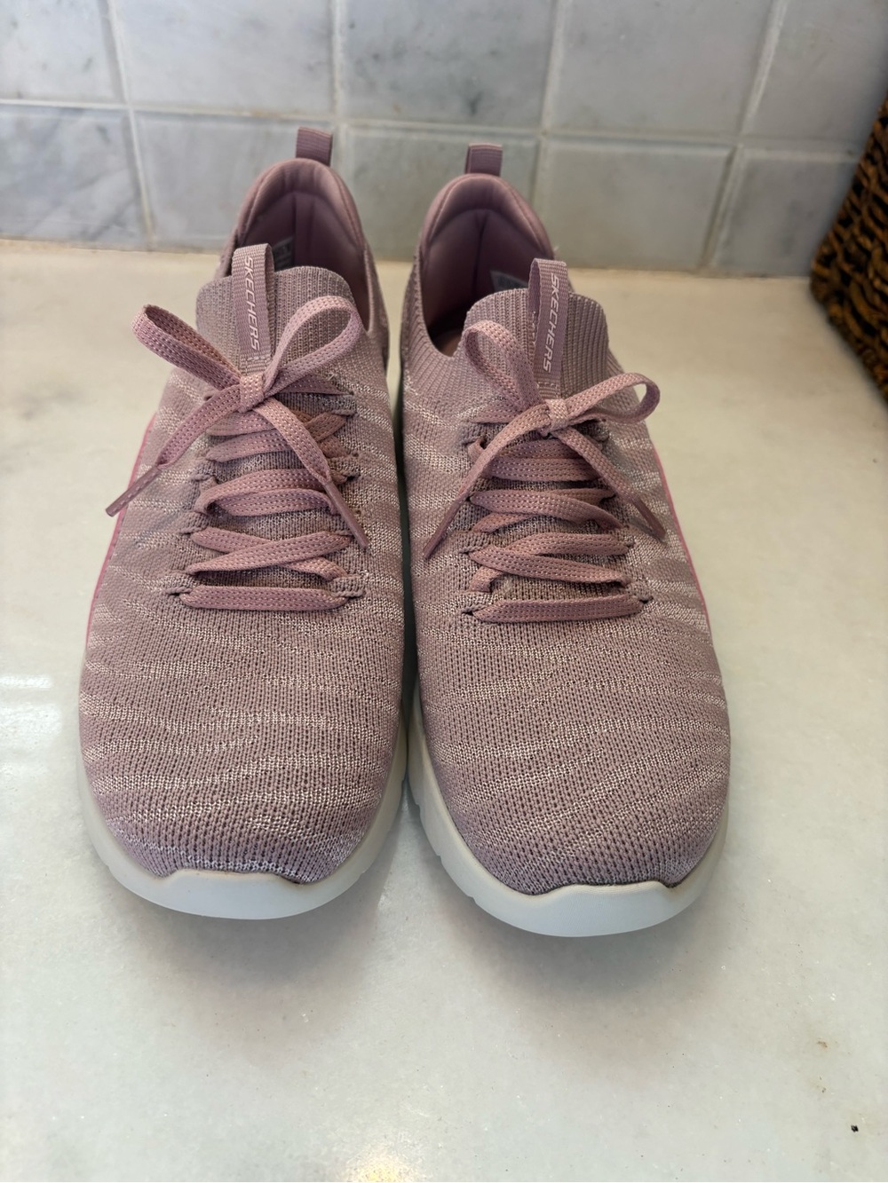 Kids Lightweight Knit Sneakers in Light Pink and Beige Size 8.5